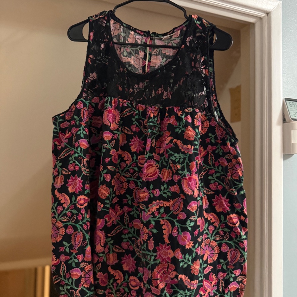 2x Plus Size Knox Rose Orange & Pink Sleeveless Embellished Blouse